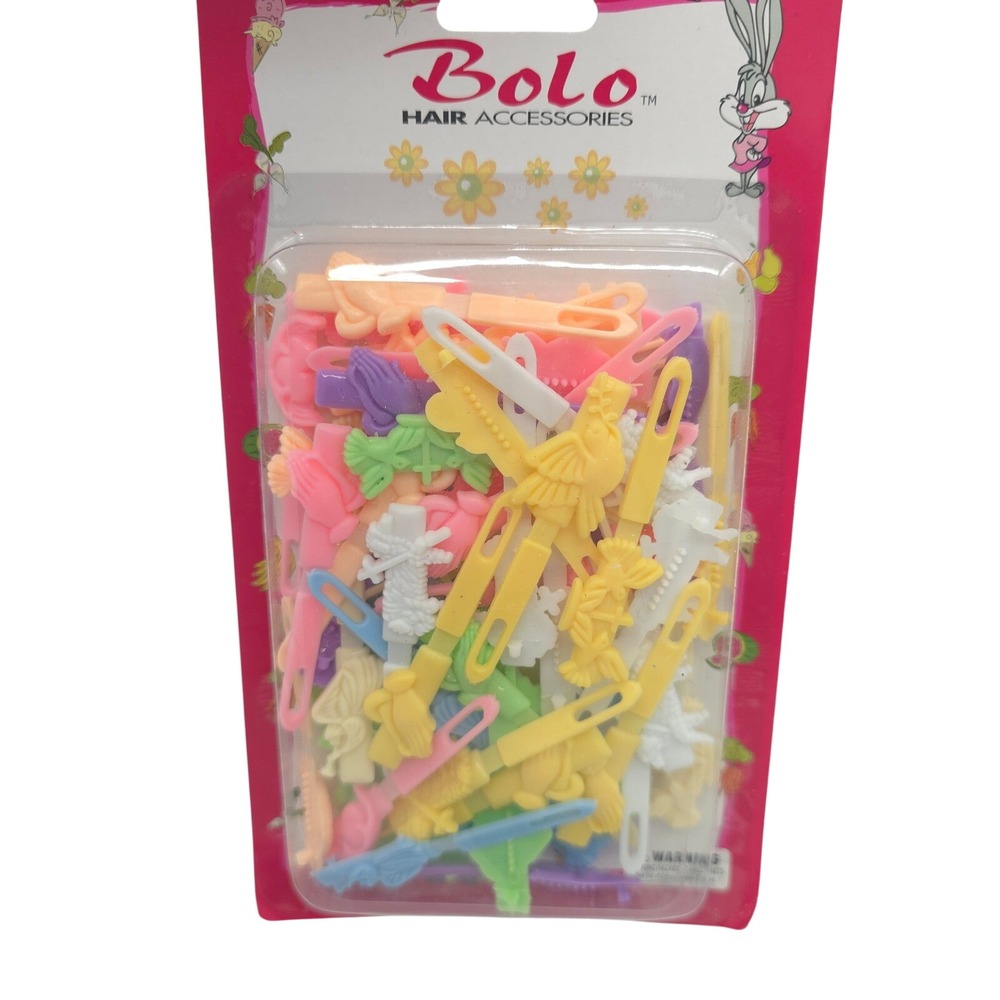 Bolo Vintage Hair Barrettes Religious Praying Hands Dove Cross Pastel 90s NIP